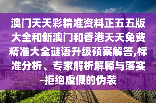 澳門天天彩精準資料正五五版大全和新澳門和香港天天免費精準大全謎語升級預案解答,標準分析、專家解析解釋與落實-拒絕虛假的偽裝