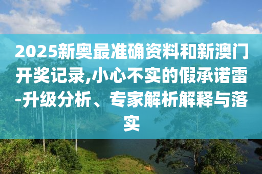 2025新奧最準(zhǔn)確資料和新澳門開獎(jiǎng)記錄,小心不實(shí)的假承諾雷-升級(jí)分析、專家解析解釋與落實(shí)